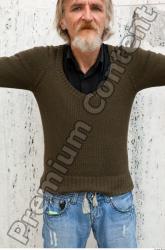 Upper Body Man White Casual Sweater Average